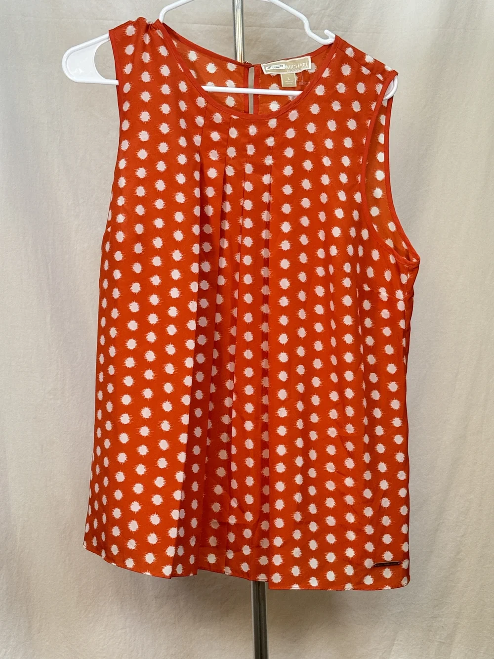 Michael Kors Red Polka Dot Sleeveless Top sz L
